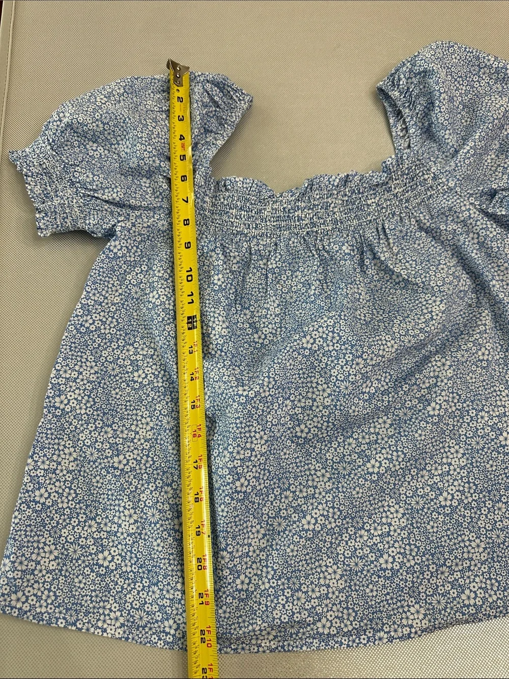 J. Crew Light Blue Floral Puff Sleeve Blouse